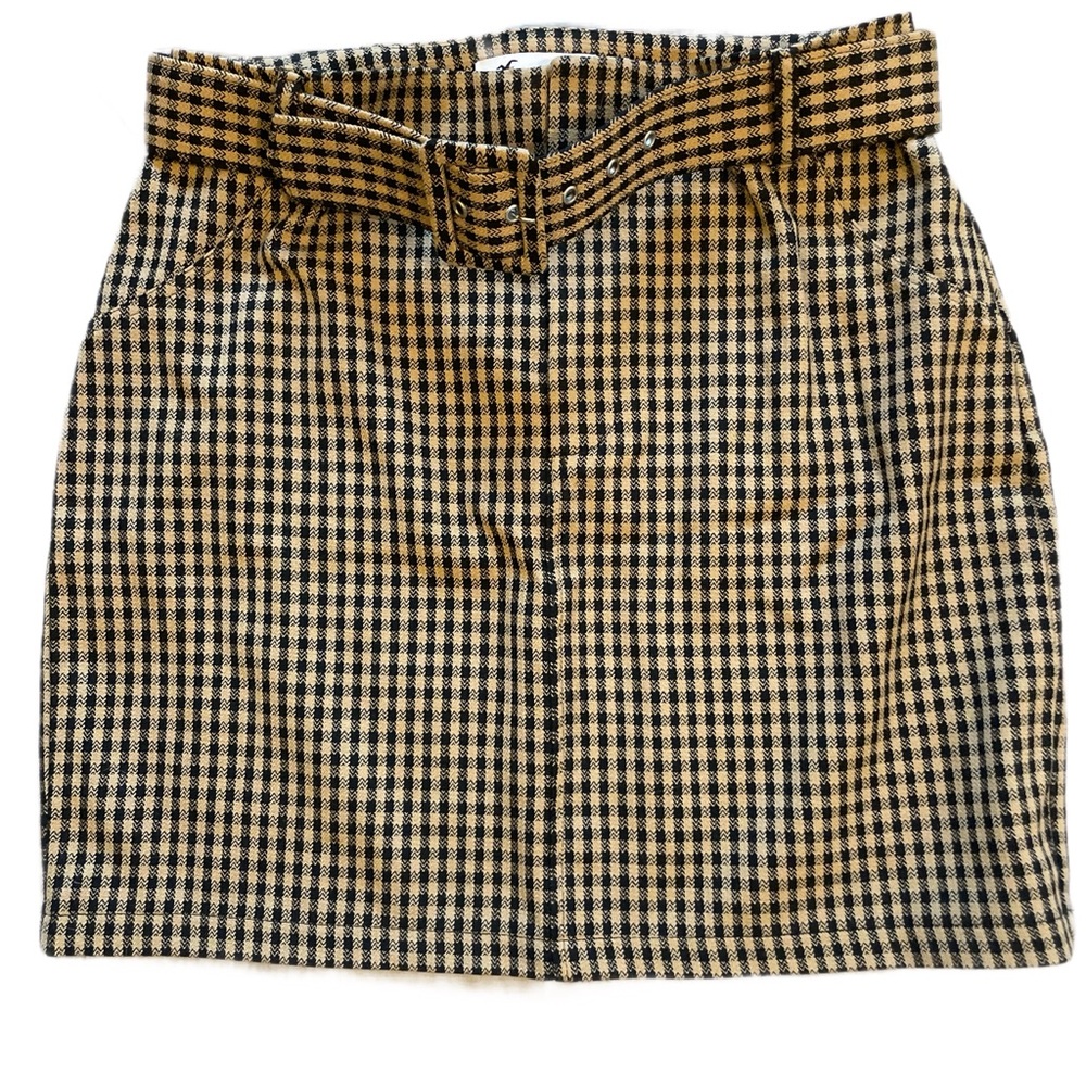 ❤️ HOLLISTER HOUNDSTOOTH ULTRA HIGH RISE BELTED MINI SKIRT SMALL